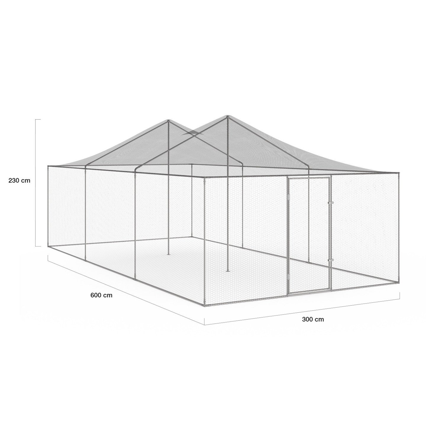IDMarket - Voliera di 18 m² con recinto in rete metallica di 6 x 3 M per animali da cortile