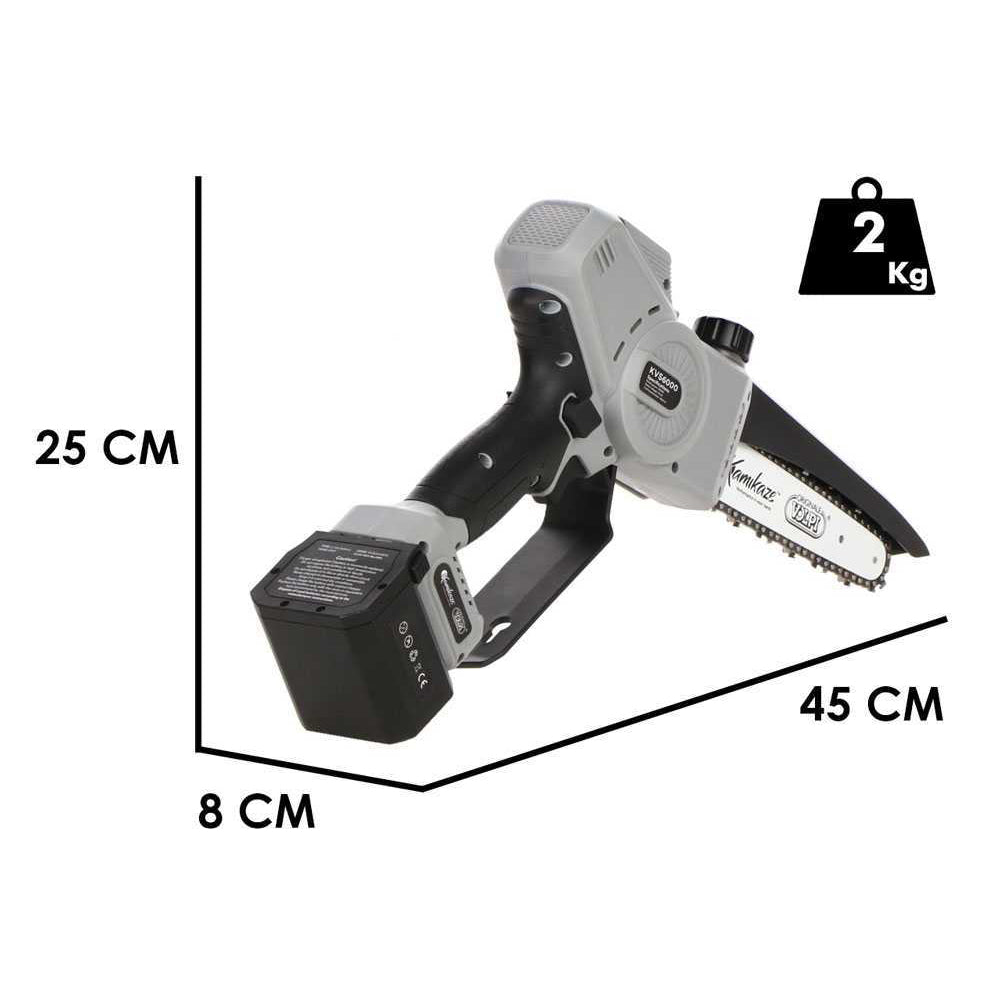 POTATORE SEGHETTO MOTOSEGA A BATTERIA 21,6V +2 BATTERIE 4Ah BARRA 19cm-8" KVS6000 VOLPI