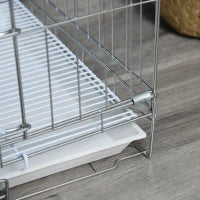 Kennel Gabbia per Cani Pieghevole in Acciaio Galvanizzato, Porta con Blocco e Fondo Rimovibile