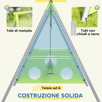 Gioco per Bambini 3 in 1 con Altalena da Giardino, Canestro e Porta da Calcio, 238x180x182 cm,, Verde e Grigio