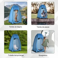 Tenda Doccia da Campeggio e Spiaggia con Porta a Cerniera e Borsa di Trasporto, 126x124x189 cm, Blu