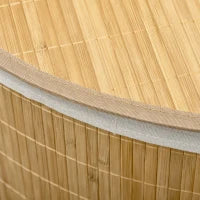 Cesto Portabiancheria con Coperchio Triangolare in Bambù e Tessuto, 38x38x57cm, Colore Legno