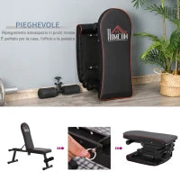 Panca Multifunzione Pieghevole, Altezza e Inclinazione Regolabile, 130x37x45-108cm, Nero