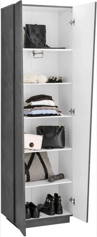  Armadio di design, 2 ante battenti, 5 ripiani, colore Ardesia, ZTC26409107