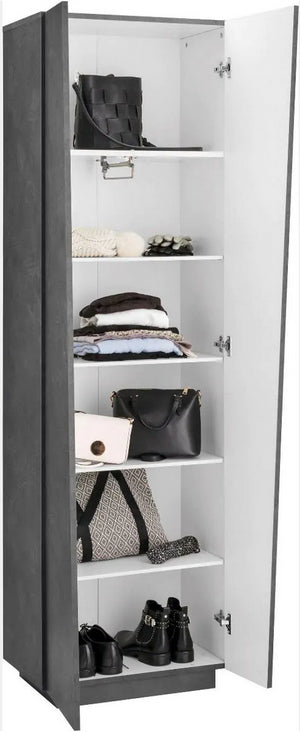  Armadio di design, 2 ante battenti, 5 ripiani, colore Ardesia, ZTC26409107