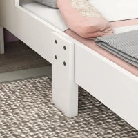 Lettino per Bambini 3-6 Anni con Sponde Laterali Anticaduta in MDF, 143x74x66 cm, Bianco e Rosa