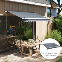 Telo di Ricambio Tenda Parasole Retrattile 3x2.5m in Poliestere Anti UV 50+, Giardino, Grigio