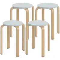 Set 4 Sgabelli Rotondi Impilabili in Legno Grigio, Ø40x45 cm