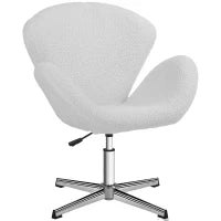 Poltrona Girevole con Altezza Regolabile, Rivestimento in Tessuto, per Soggiorno, Camera da Letto, Ufficio, Bianco