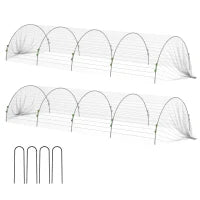 Telo di Copertura Piante a Rete con Archetti Flessibili e Clip di Fissaggio, Bianco