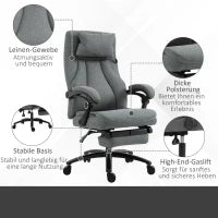 Sedia da Ufficio Massaggiante, Poltrona Direzionale Regolabile in Altezza, Sedia Gaming con Funzione Massaggiante, Sedia Girevole Ergonomica, Poltrona Massaggiante, Tessuto Effetto Lino, 64 x 74 x 109-117 cm, Grigio