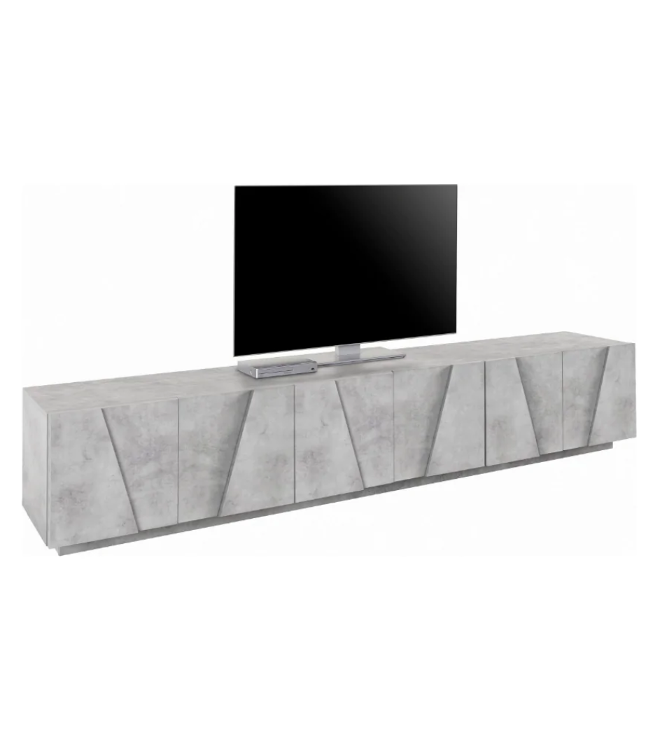  Porta tv 6 ante con disegni geometrici in finitura Beton, ZTCA28501102 