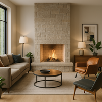 Camino a legna prefabbricato focolare aperto refrattario qr100ref parete angolo