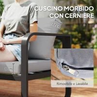 Set da Esterno 3 Pezzi con Divano 3 Posti Convertibile, Divano 2 Posti e Tavolino da Esterno, Grigio e Nero