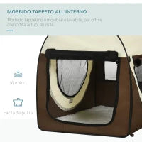 Trasportino per Animali Domestici Pieghevole in Oxford con Cuscino Rimovibile Lavabile e Borsa per Trasporto, 70x51x59cm, Marrone