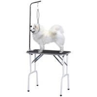 Tavolo da Toelettatura e Tosatura Carico 30kg per Cani e Gatti 81x48.5x80cm Bianco e Argento