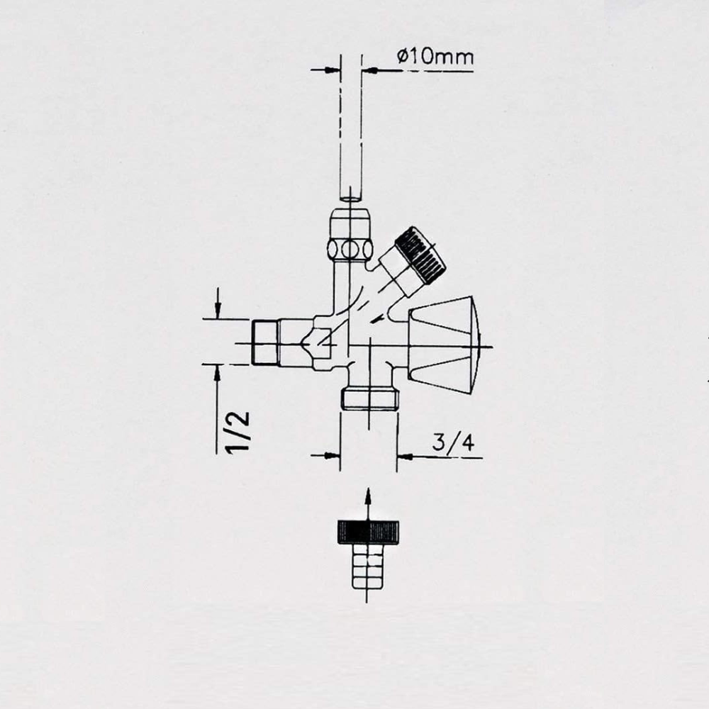 Rubinetto filtro doppio uso ottone cromato combinato attacco lavatrice 1/2 x 3/4