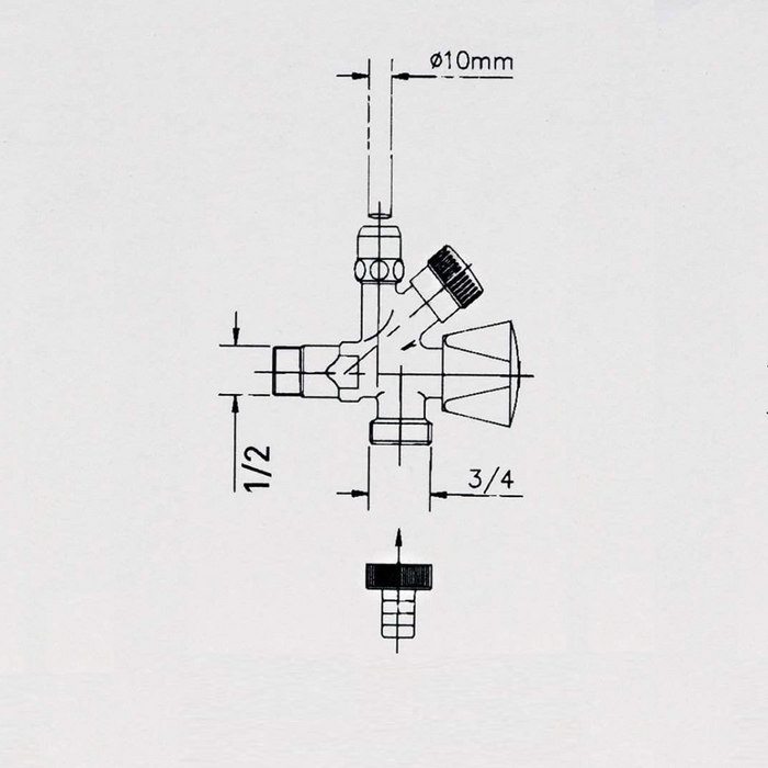 Rubinetto filtro doppio uso ottone cromato combinato attacco lavatrice 1/2 x 3/4