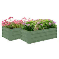 Set di 2 Letti per Orto in Lamiera Ondulata, 100L x 50l x 30H cm, Verde