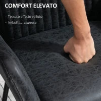 Set 2 Sedie Moderne per Sala da Pranzo, Cucina o Soggiorno, Sedie Imbottite in Similpelle Nera 60x56.5x85cm