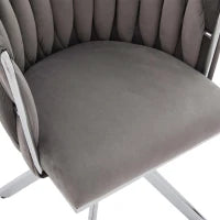 Set da 2 Sedie Girevoli a 180° con Supporto Lombare Ergonomico e Rivestimento Effetto Velluto, 56x50x70 cm, Grigio