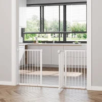 Cancellino per Cani a 3 Estensioni con Larghezza Regolabile 74-148 cm e Chiusura Automatica, Bianco