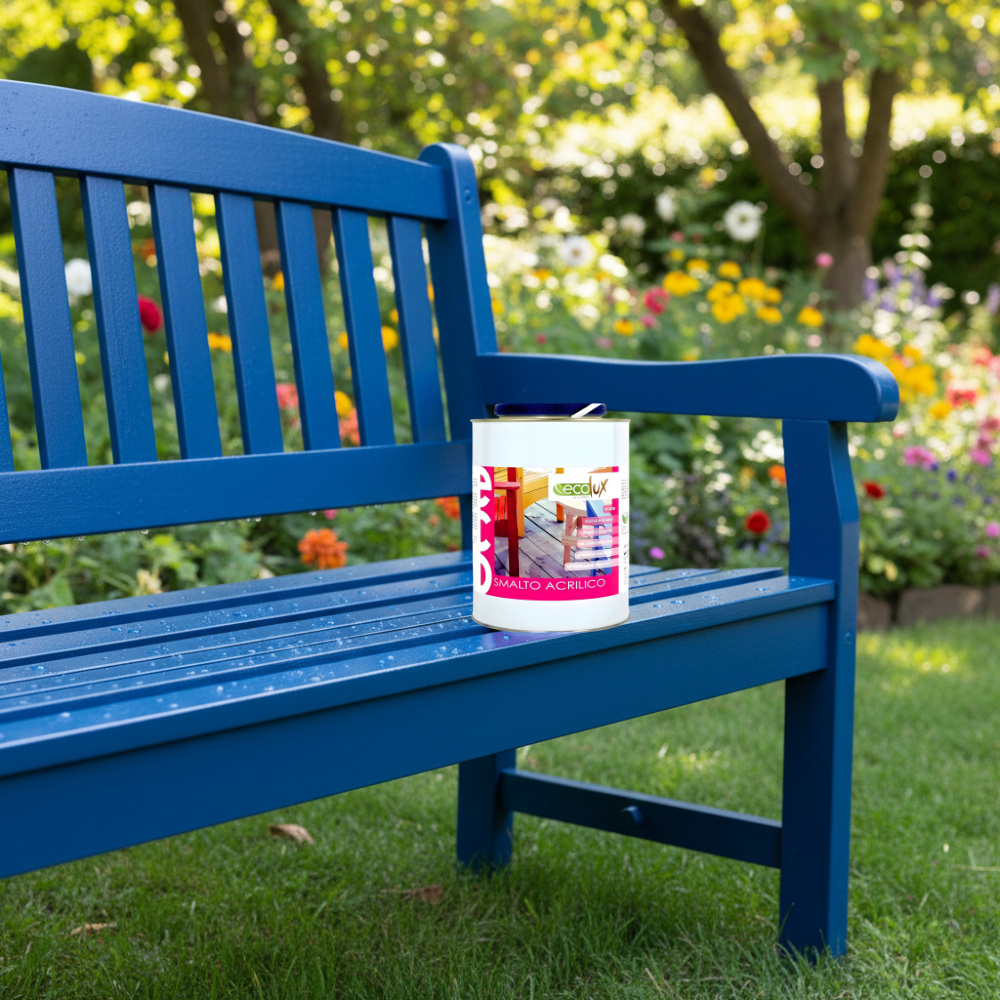 Ecolux smalto satinato acrilico ecologico per legno e metallo *** formato 2.5 lt, colore- cobalto, confezione 1
