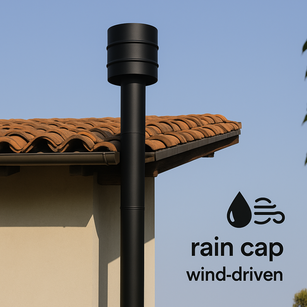 Fumaiolo 4 venti per stufa a pellet sp. 1,2 mm Ø 80