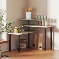 Scaffale da Cucina a 3 Livelli con 3 Ripiani Girevoli, Struttura in Metallo, 40x18x36.5 cm, Legno Naturale