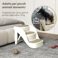 Scaletta per Cani e Gatti Pieghevole con 3 Gradini Antiscivolo in PP, 49x38x38 cm, Beige