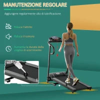 Tapis Roulant Elettrico Pieghevole Salvaspazio, Tapis Roulant Professionale con Display LCD, Velocità 0.8-10km/h e 12 Programmi, Potenza 500W, per Casa e Ufficio, Nero