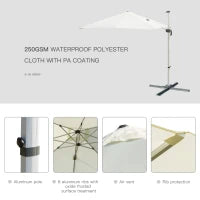 Ombrellone a Sbalzo 3 x 3m con Rotazione 360°, in Alluminio e Poliestere anti UV, per Giardino/Esterni, 2.96×2.96×2.65m, Bianco