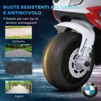 Moto Elettrica per Bambini Max. 20kg con Licenza BMW, Macchina Elettrica con 3 Ruote, Batteria Ricaricabile 6V, Bianco Rosso, 66x37x44cm