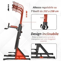 Power Tower Stazione per Allenamento Pieghevole e Multiuso con Barra Trazioni e Sedia Romana, 108x178x202-238cm