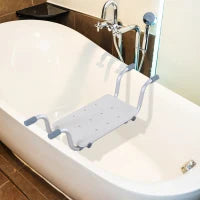 Sedile per Vasca in Lega di Alluminio e Plastica, Sgabello per Vasca da Bagno Larghezza Regolabile 73-83cm, Max. Carico 150kg