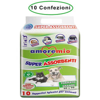 Amore mio tappetini igienici per cani cm 60x90 basic con polimeri 10 confezioni da 10 tappetini