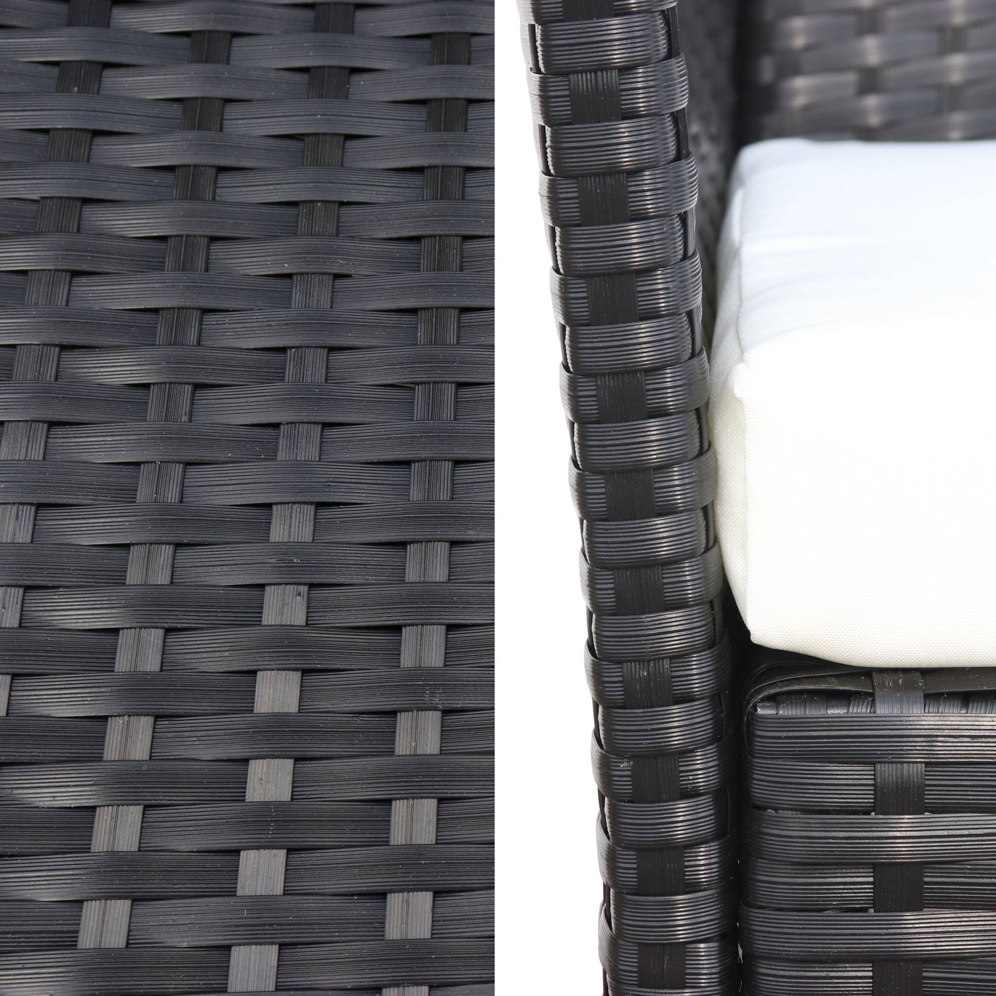 Salotto da giardino in resina intrecciata a 4 posti, nero