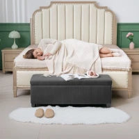 Panchina Pieghevole con Spazio di Archiviazione Capacità di 84 L 112x42x40 cm Rivestito in Velluto Piede del Letto per Soggiorno Camera da Letto Grigio