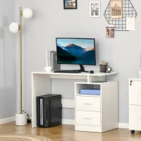 Scrivania PC Salvaspazio per Camera o Ufficio in Legno, 108x48x76cm - Bianco