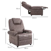 Poltrona Relax Reclinabile Manualmente in Tessuto con Imbottitura Extra, Marrone