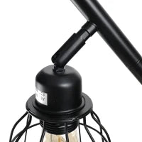 Lampada da Terra in Stile Industriale con 3 Paralumi Regolabili, Interruttore a Pedale, Acciaio Nero, Ф36 x 165cm