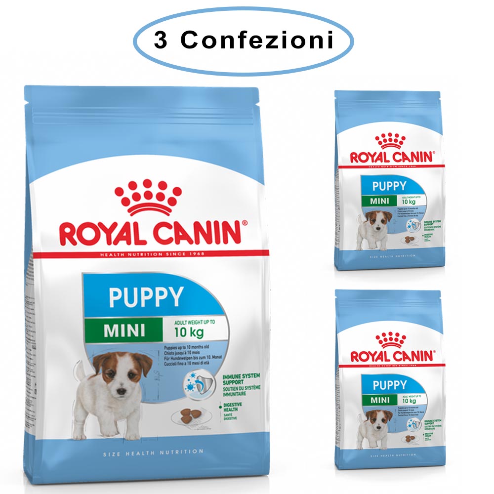 Royal canin mini puppy junior crocchette per cuccioli 3 confezioni da 800 grammi