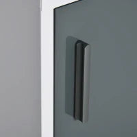 kleankin Armadietto Medicinali con 3 Ripiani e Blocco con Chiavi in Acciaio, 40x15x53.5cm, Bianco e Grigio