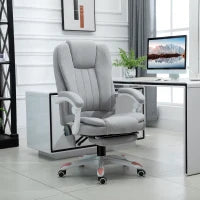 Poltrona Massaggiante, Sedia Ufficio, Sedia Gaming, Poliestere, Schiuma, Nylon, Grigio, 66 x 63 x 107-115 cm