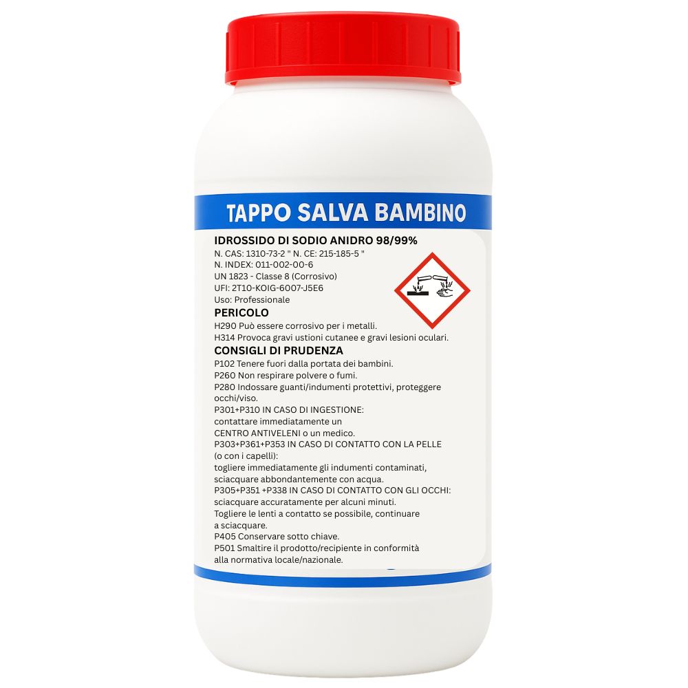 Soda caustica in scaglie per pulizia e sgrassaggio formato 1 kg