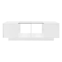 Tavolino da caffè con illuminazione LED, piano del tavolo lucido, ampio spazio di conservazione, 120x50x38,5 cm, Bianco