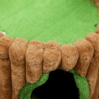 Albero tiragraffi per gatti, design a tronco con casetta, cuccia, palo in iuta e palline, 53 cm, marrone e verde