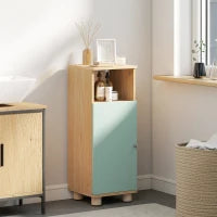 Mobile da bagno, mobiletto portaoggetti stretto con armadio a porta e vano aperto, 30x30x80cm, verde