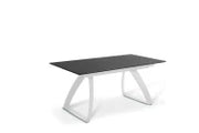 E-STYLO Tavolo allungabile con top nero in HPL su MDF e gambe in alluminio bianco, 90cm X 170/270cm H. 76cm.
