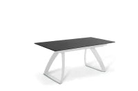 E-STYLO Tavolo allungabile con top nero in HPL su MDF e gambe in alluminio bianco, 90cm X 170/270cm H. 76cm.